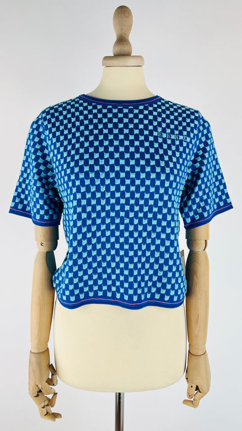 T-shirt quadretti in maglia