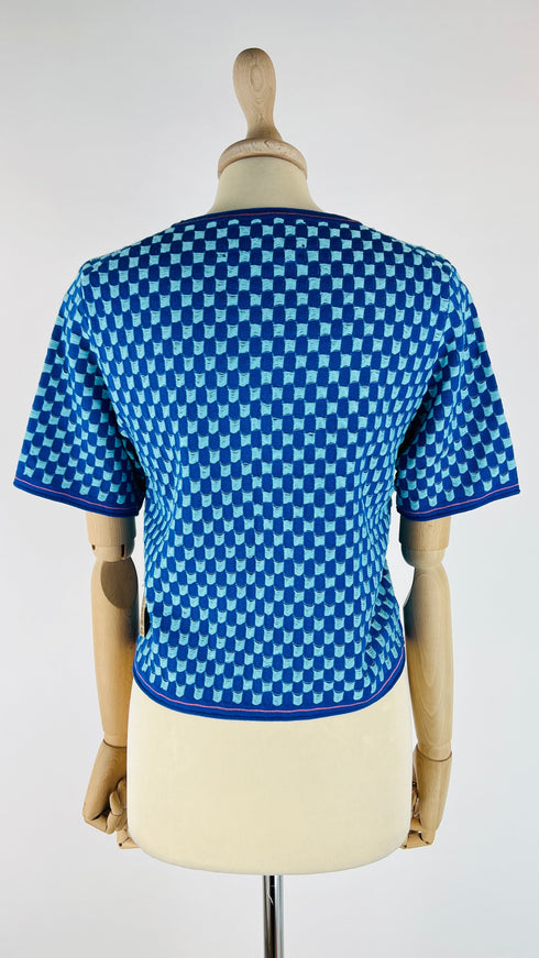 T-shirt quadretti in maglia