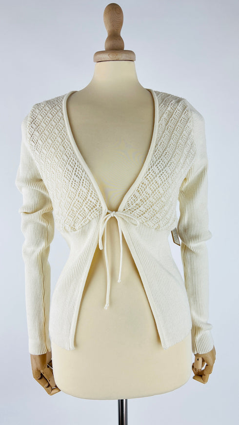 Cardigan con inserto in pizzo