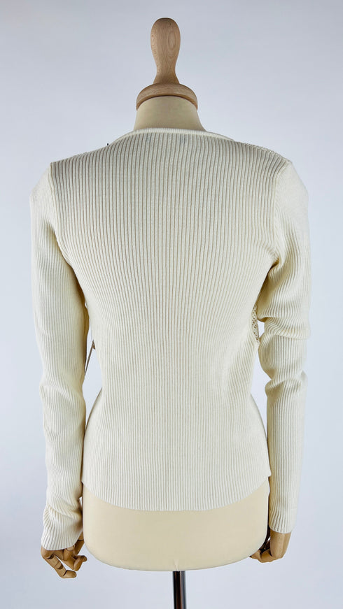 Cardigan con inserto in pizzo