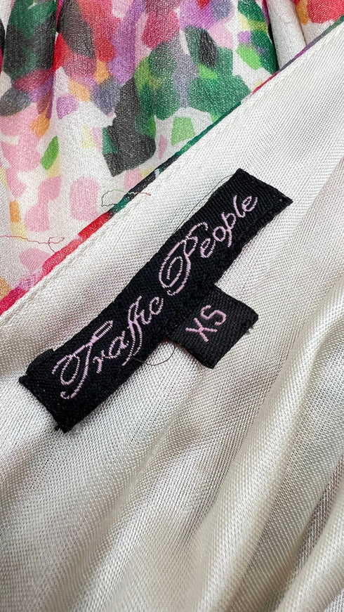 Abito lungo in seta stampata