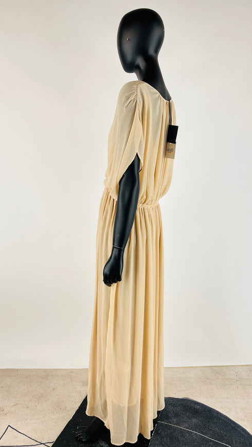 Abito lungo drappeggiato con cartellino