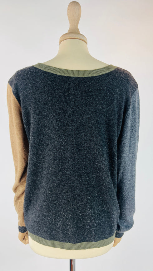 Cardigan gircollo colorblock