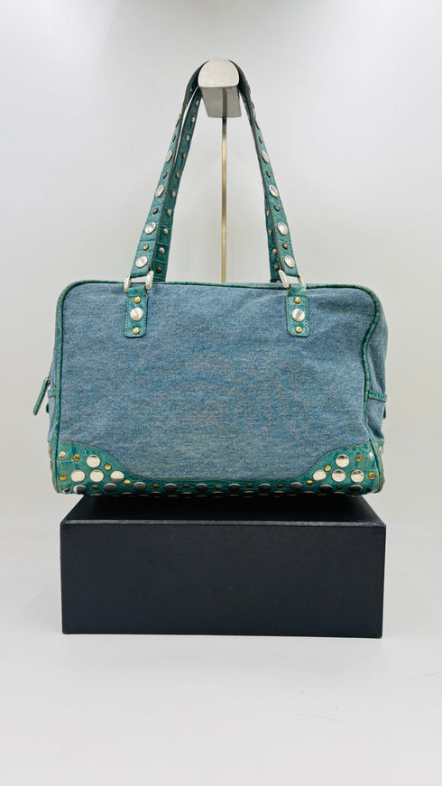 Borsa in jeans con borchie