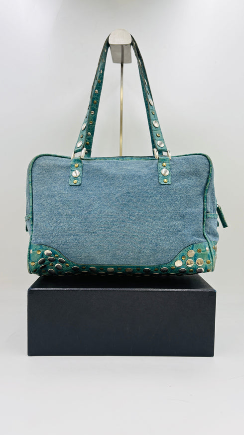 Borsa in jeans con borchie