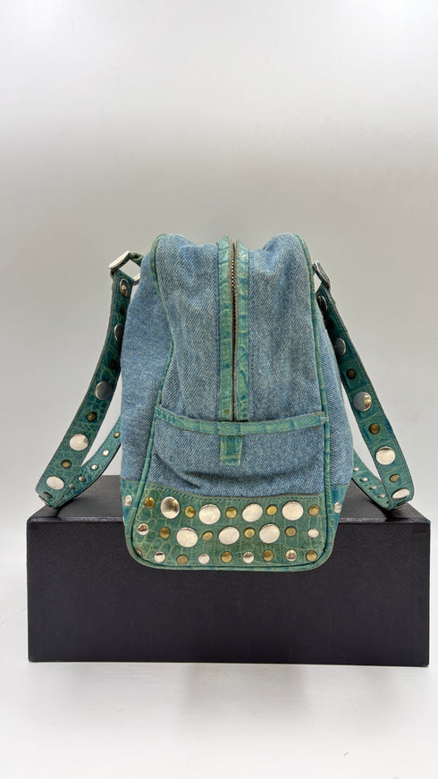 Borsa in jeans con borchie