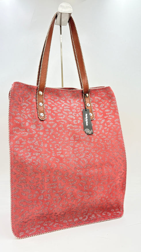 Tote-bag animalier rosa con cartellino