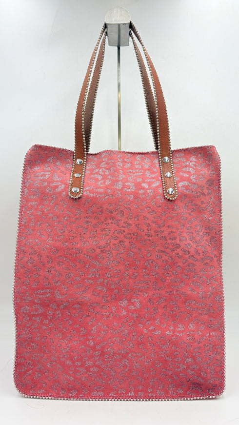 Tote-bag animalier rosa con cartellino