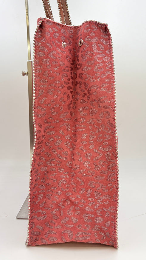 Tote-bag animalier rosa con cartellino