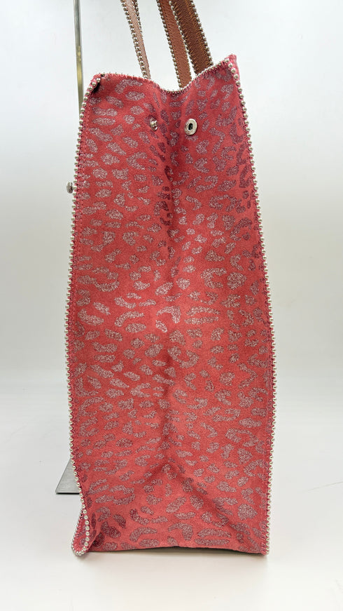 Tote-bag animalier rosa con cartellino