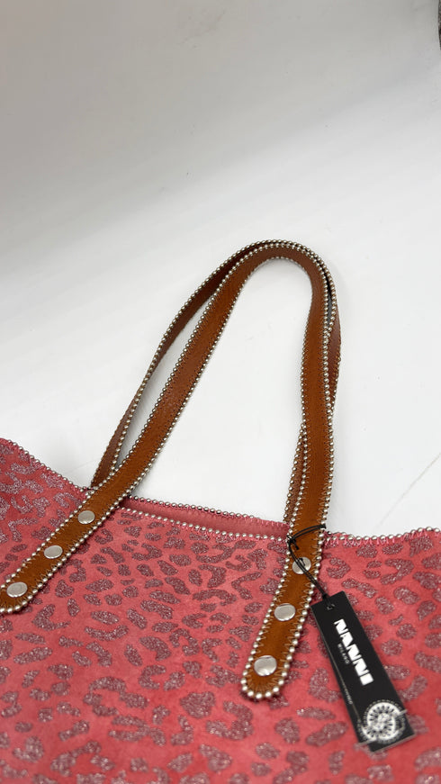 Tote-bag animalier rosa con cartellino