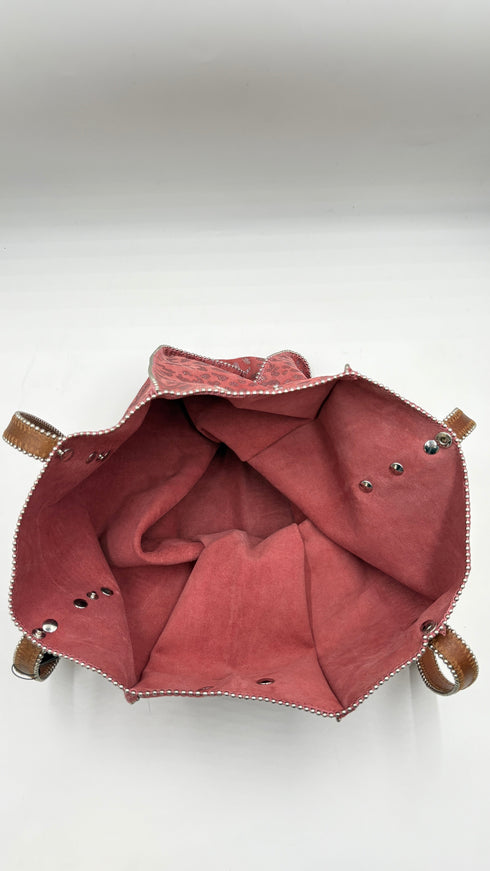 Tote-bag animalier rosa con cartellino