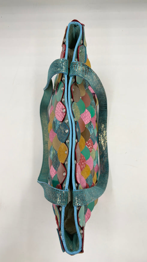 Borsa a spalla con applicazioni vintage