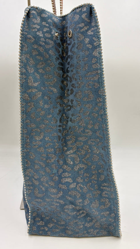 Tote-bag animalier azzurra con cartellino