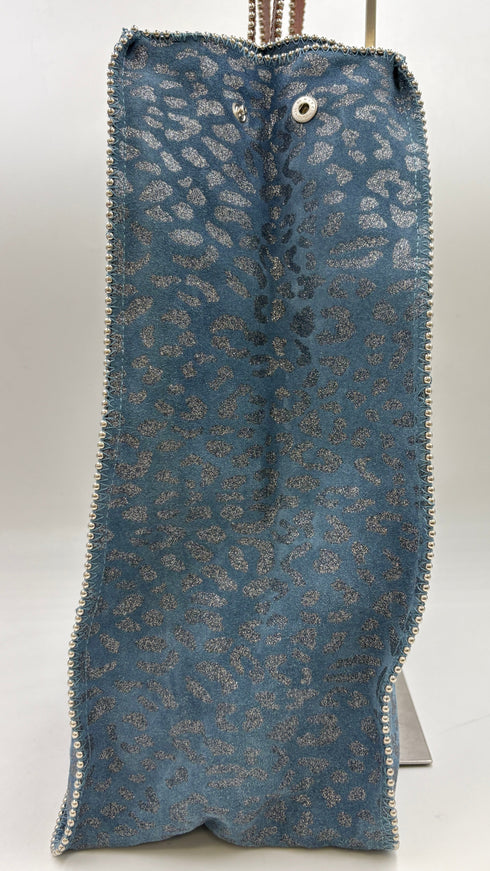 Tote-bag animalier azzurra con cartellino