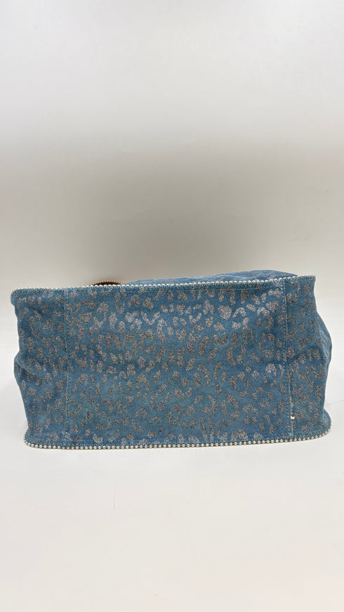 Tote-bag animalier azzurra con cartellino