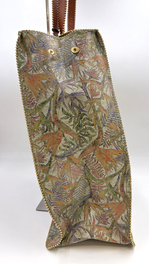 Tote-bag stampa giungla con cartellino