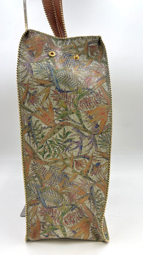 Tote-bag stampa giungla con cartellino