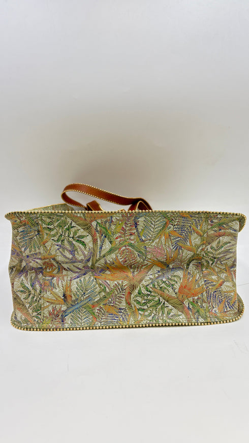 Tote-bag stampa giungla con cartellino