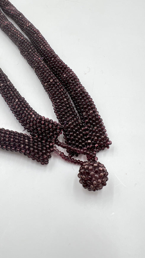 Collana in microperle bordeaux intrecciate