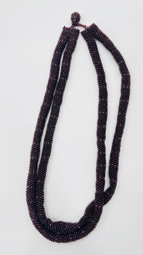 Collana in microperle bordeaux intrecciate