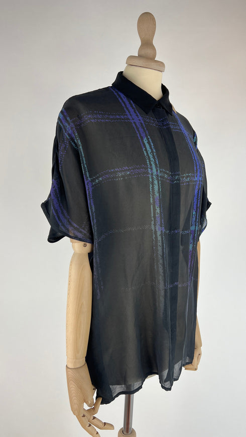 Camicia semitrasparente nero/viola