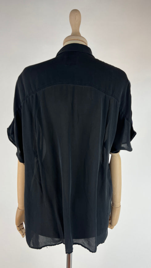 Camicia semitrasparente nero/viola