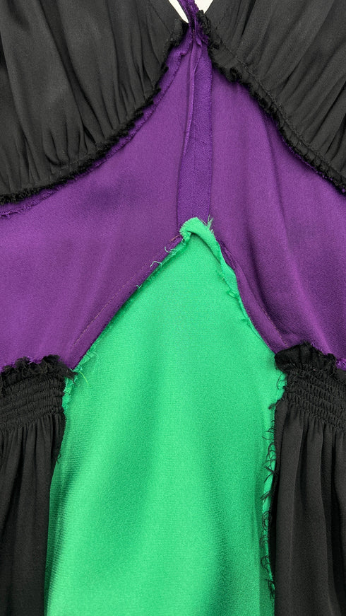 Abito lungo colorblock