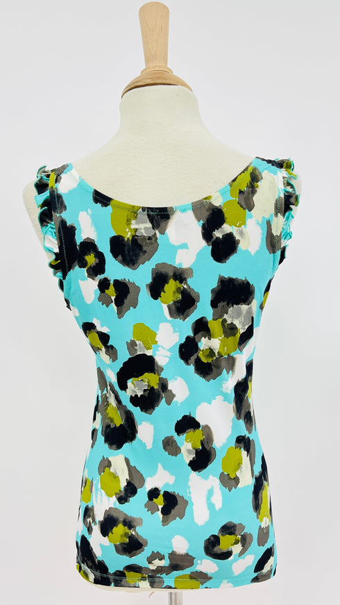 Top stampato con paillettes