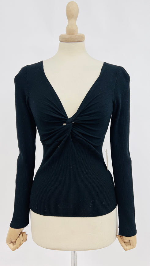 Top nero incrociato stretch