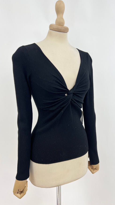 Top nero incrociato stretch