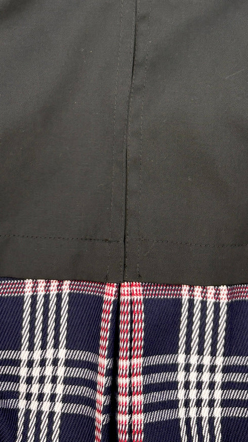 Trench nero inserti tartan