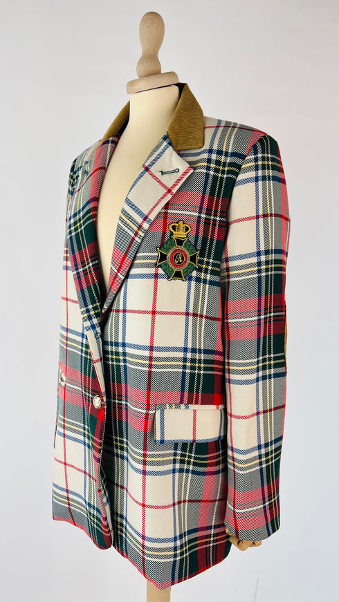 Blazer tartan patch velluto