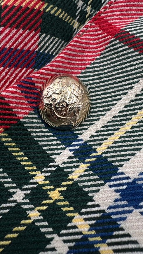 Blazer tartan patch velluto