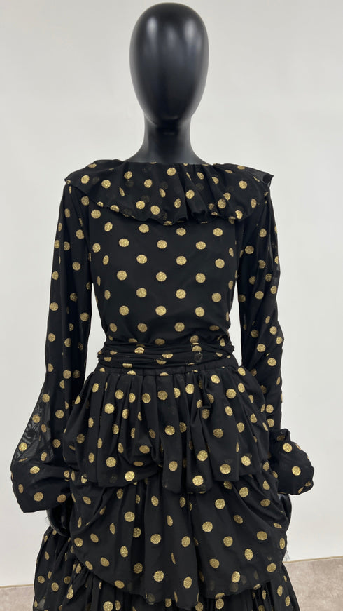 Abito lungo in tulle a pois