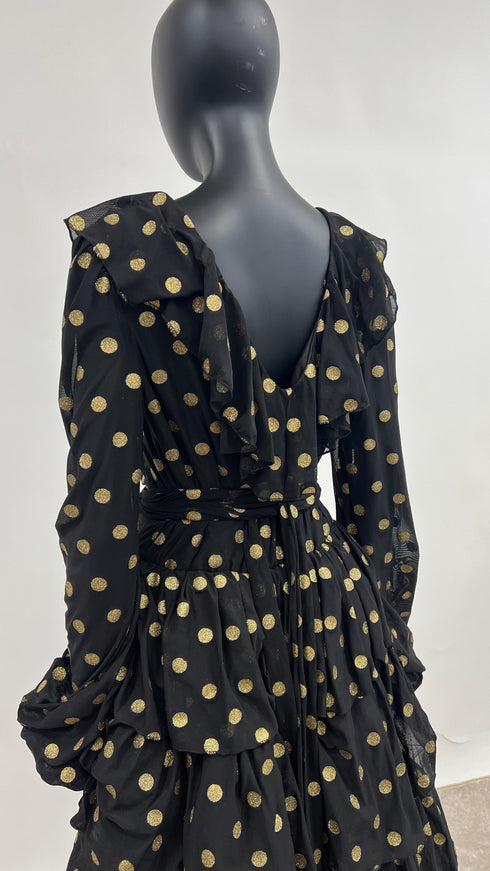 Abito lungo in tulle a pois