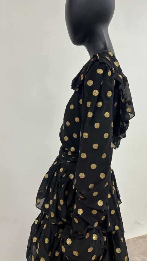 Abito lungo in tulle a pois