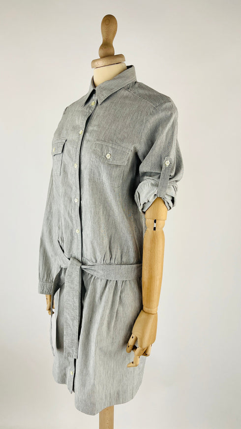 Chemisier a righe in cotone-lino