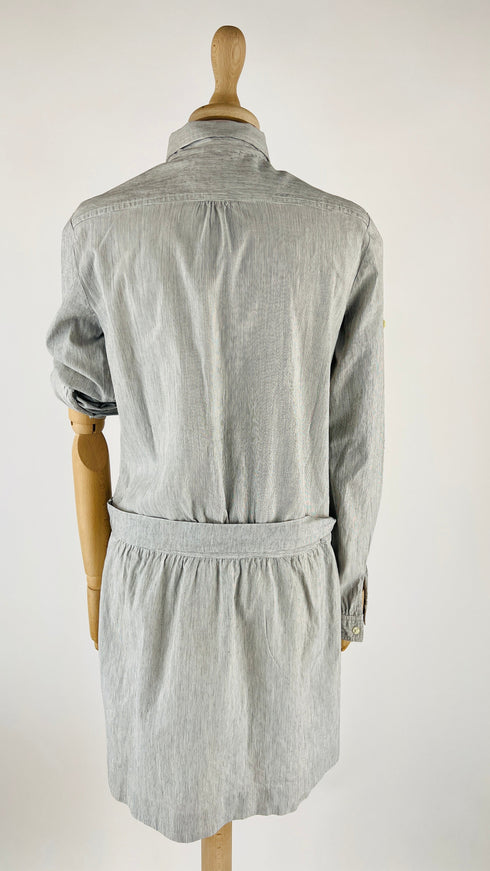 Chemisier a righe in cotone-lino