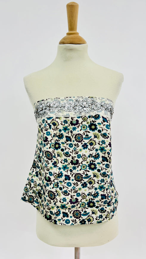 Top ricamo strass e paillettes