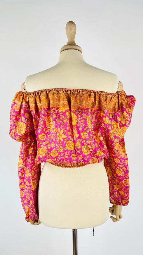 Blusa stampata con arriccio