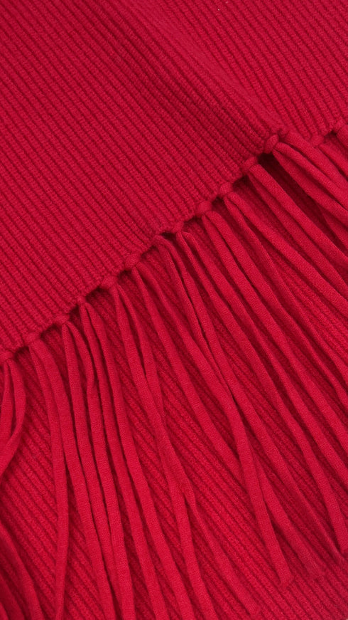 Poncho collo alto e frange