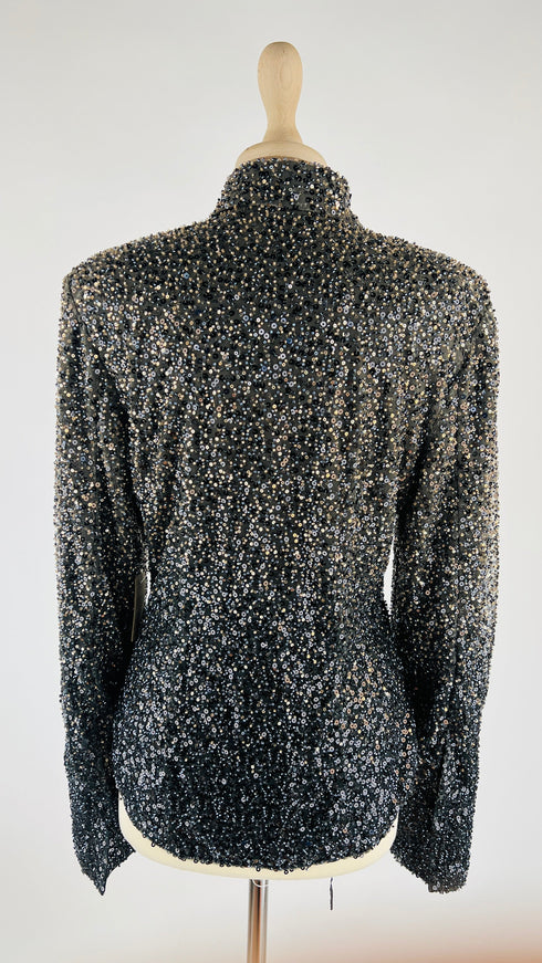 Camicia con paillettes e perline