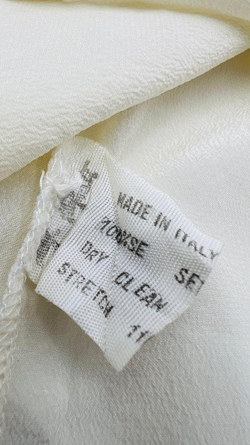 Blusa girocollo in seta con fiocco