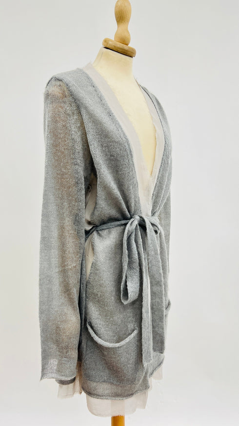 Cardigan lungo doppio tessuto