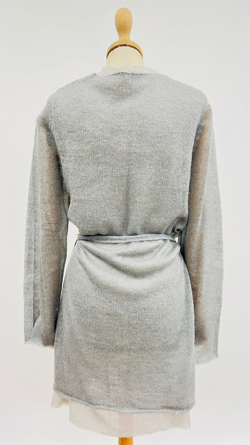 Cardigan lungo doppio tessuto