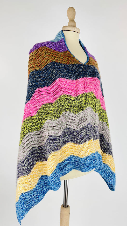 Poncho a righe multicolor