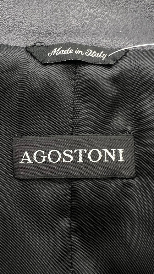 Giacca in pelle nera stampata