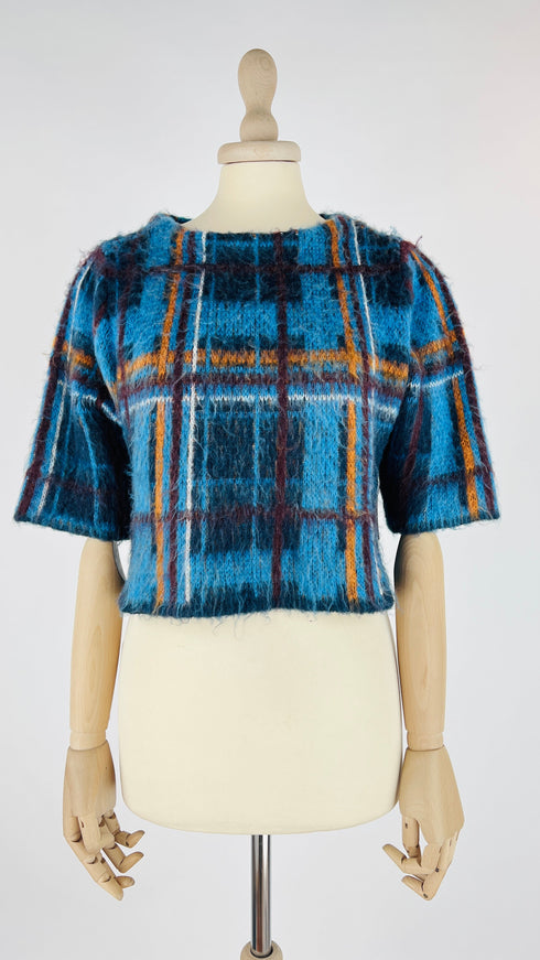 Maglia cropped tartan