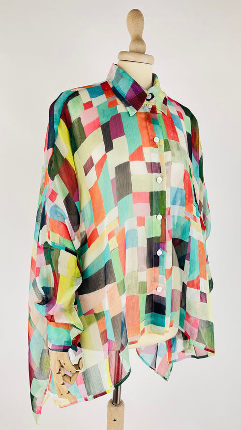 Camicia stampa mosaico multicolor